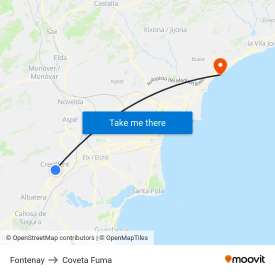 Fontenay to Coveta Fuma map