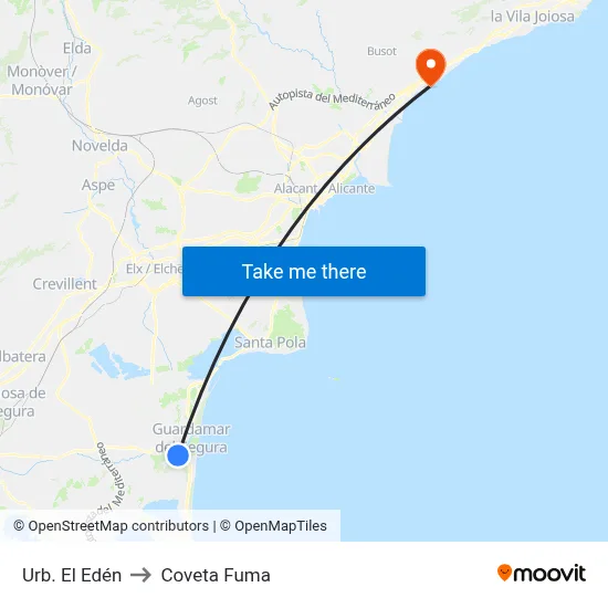 Urb. El Edén to Coveta Fuma map