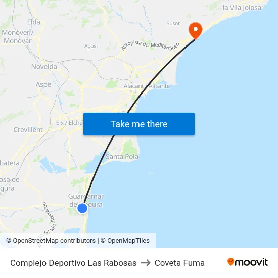 Complejo Deportivo Las Rabosas to Coveta Fuma map