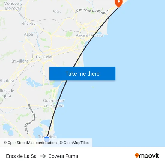 Eras de La Sal to Coveta Fuma map