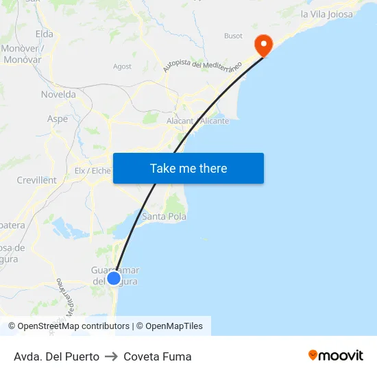 Avda. Del Puerto to Coveta Fuma map