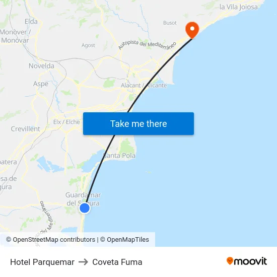 Hotel Parquemar to Coveta Fuma map