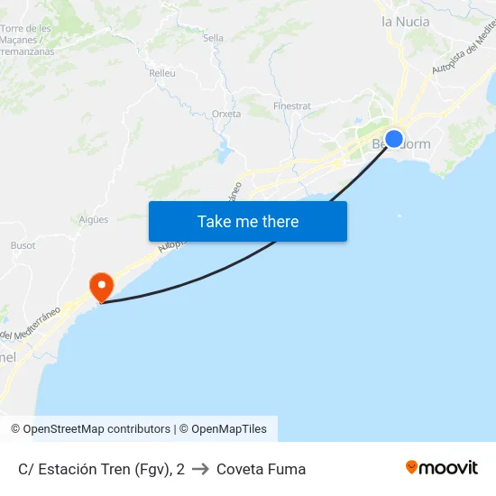 C/ Estación Tren (Fgv), 2 to Coveta Fuma map