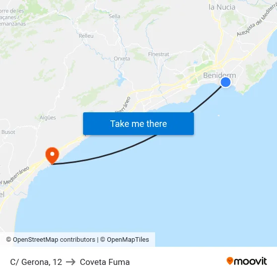C/ Gerona, 12 to Coveta Fuma map