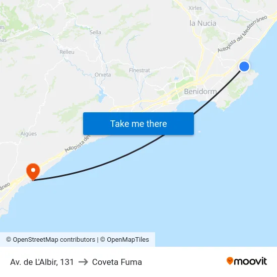 Av. de L'Albir, 131 to Coveta Fuma map