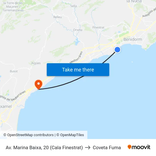 Av. Marina Baixa, 20 (Cala Finestrat) to Coveta Fuma map
