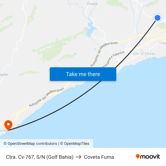 Ctra. Cv-767, S/N (Golf Bahia) to Coveta Fuma map