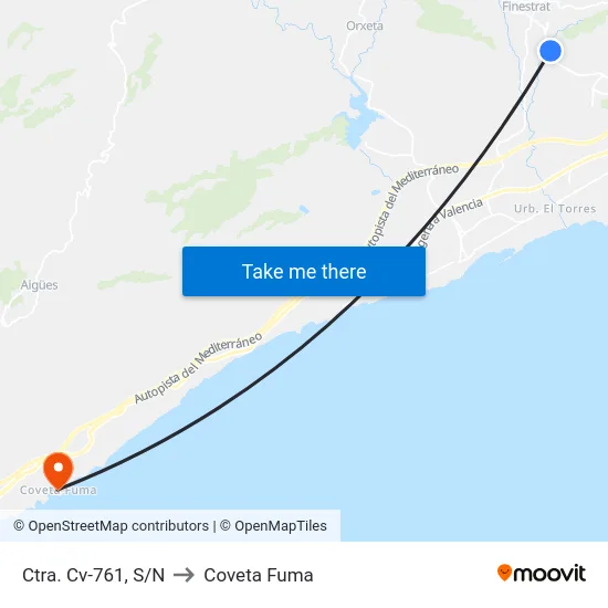 Ctra. Cv-761, S/N to Coveta Fuma map