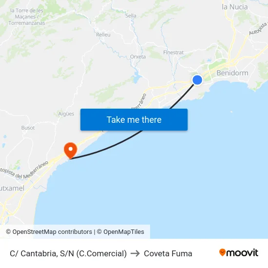 C/ Cantabria, S/N (C.Comercial) to Coveta Fuma map