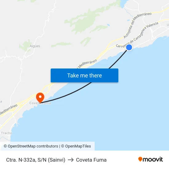 Ctra. N-332a, S/N (Sainvi) to Coveta Fuma map