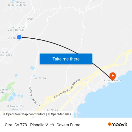 Ctra. Cv-773 - Pisnella V to Coveta Fuma map