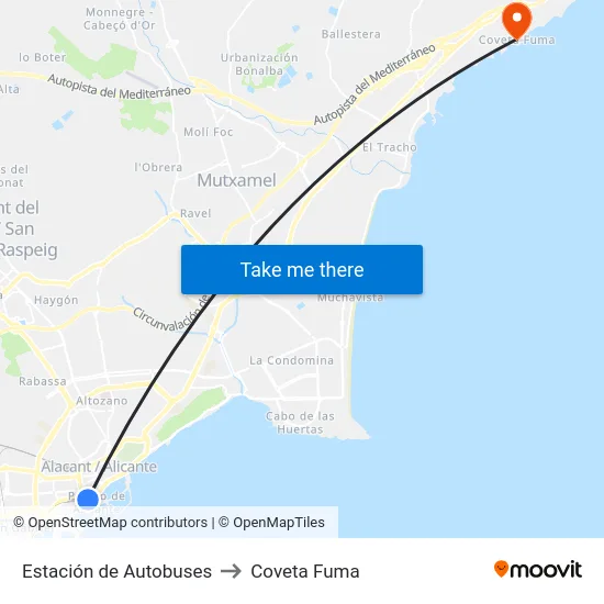 Estación de Autobuses to Coveta Fuma map