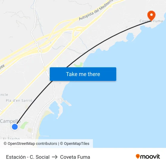 Estación - C. Social to Coveta Fuma map