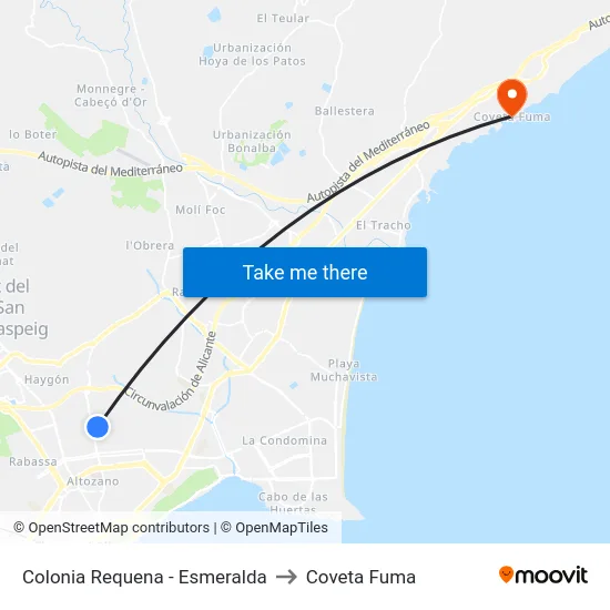 Colonia Requena - Esmeralda to Coveta Fuma map