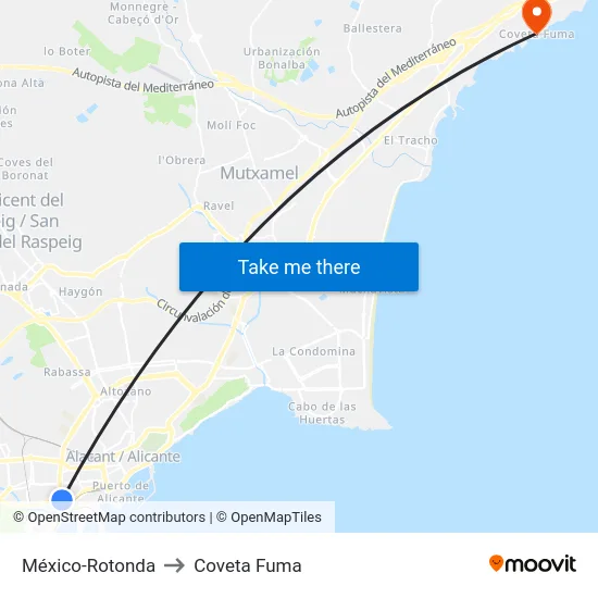 México-Rotonda to Coveta Fuma map