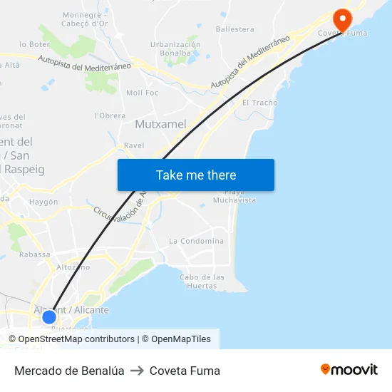 Mercado de Benalúa to Coveta Fuma map
