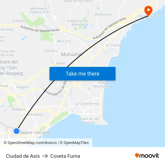 Ciudad de Asís to Coveta Fuma map
