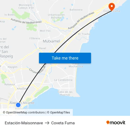 Estación-Maisonnave to Coveta Fuma map