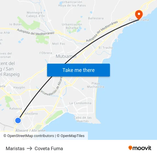 Maristas to Coveta Fuma map