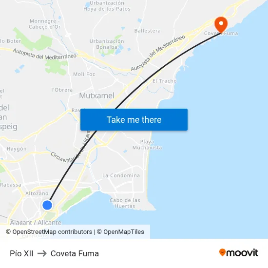 Pío XII to Coveta Fuma map