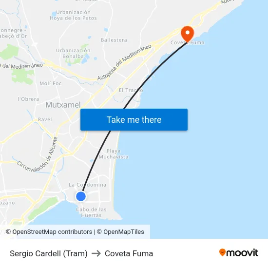 Sergio Cardell (Tram) to Coveta Fuma map