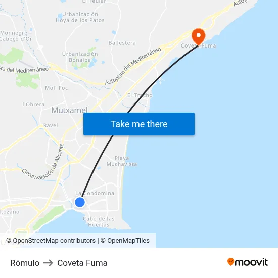 Rómulo to Coveta Fuma map