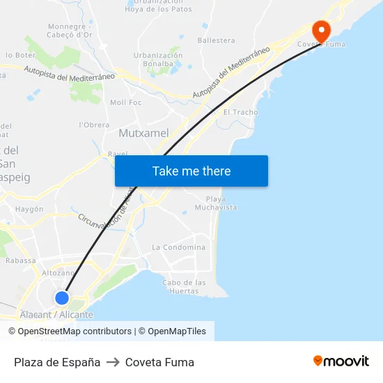 Plaza de España to Coveta Fuma map