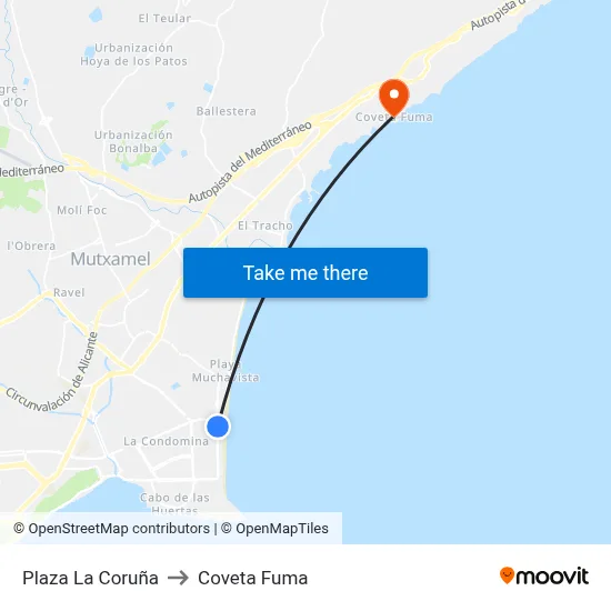Plaza La Coruña to Coveta Fuma map