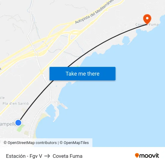 Estación - Fgv V to Coveta Fuma map