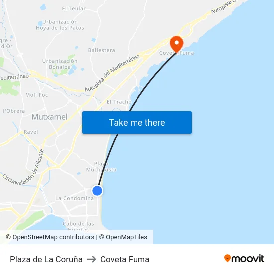 Plaza de La Coruña to Coveta Fuma map