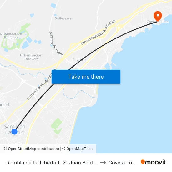 Rambla de La Libertad - S. Juan Bautista to Coveta Fuma map