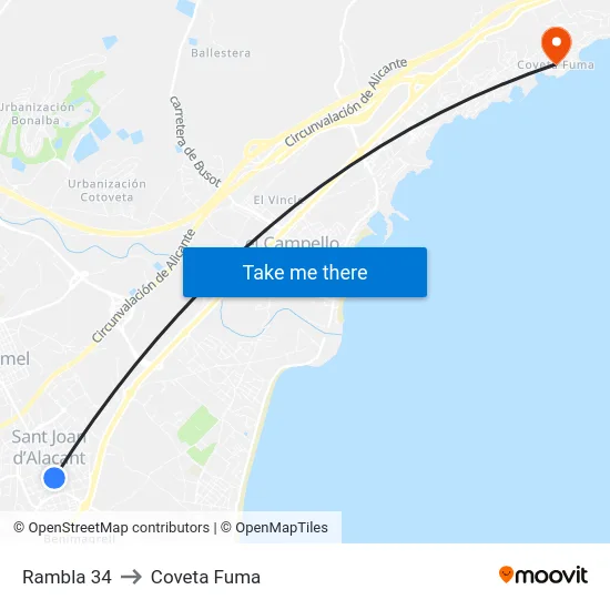 Rambla 34 to Coveta Fuma map