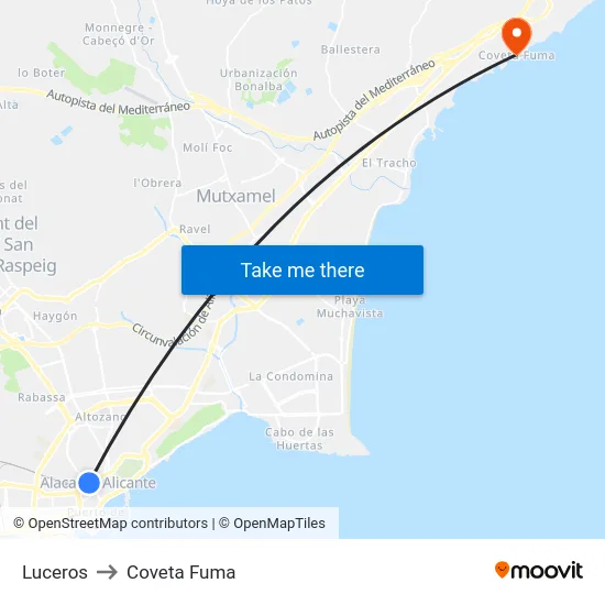 Luceros to Coveta Fuma map