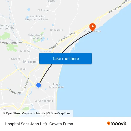 Hospital Sant Joan I to Coveta Fuma map