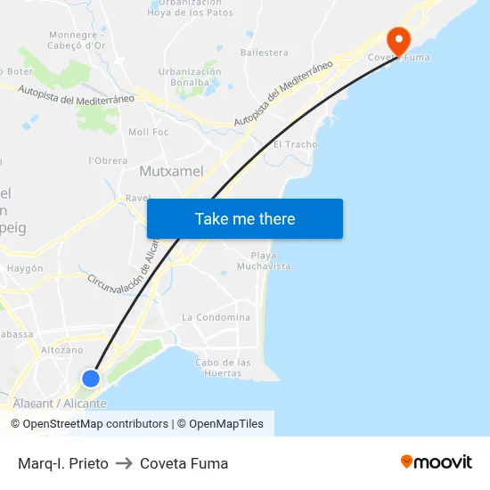 Marq-I. Prieto to Coveta Fuma map