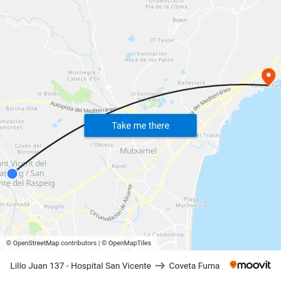 Lillo Juan 137 - Hospital San Vicente to Coveta Fuma map