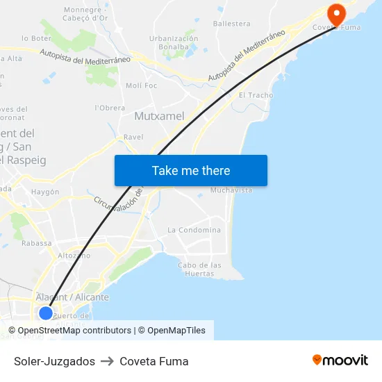 Soler-Juzgados to Coveta Fuma map