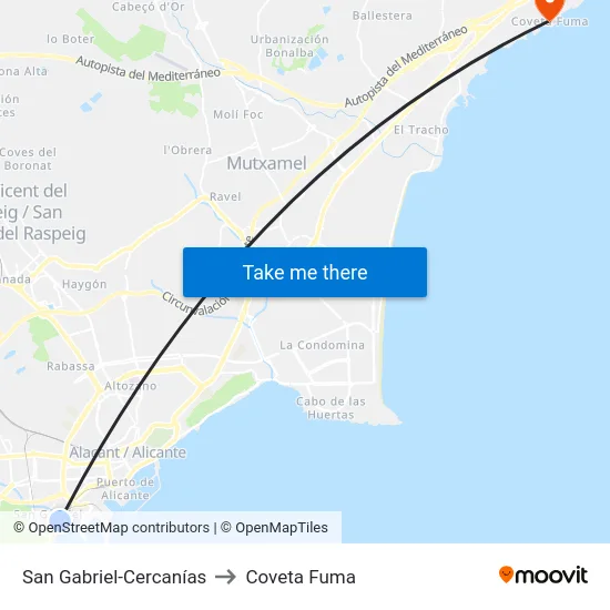 San Gabriel-Cercanías to Coveta Fuma map