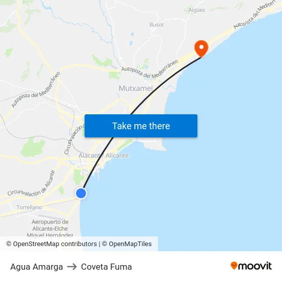 Agua Amarga to Coveta Fuma map