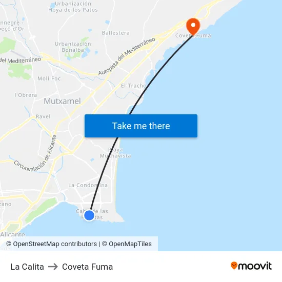 La Calita to Coveta Fuma map