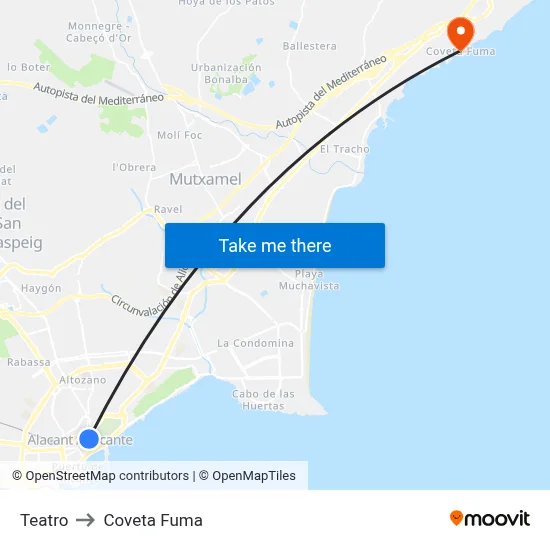 Teatro to Coveta Fuma map