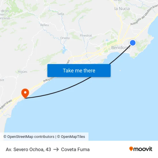 Av. Severo Ochoa, 43 to Coveta Fuma map