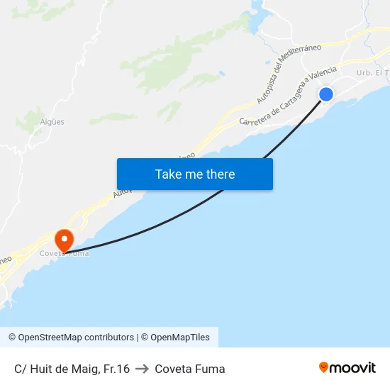 C/ Huit de Maig, Fr.16 to Coveta Fuma map