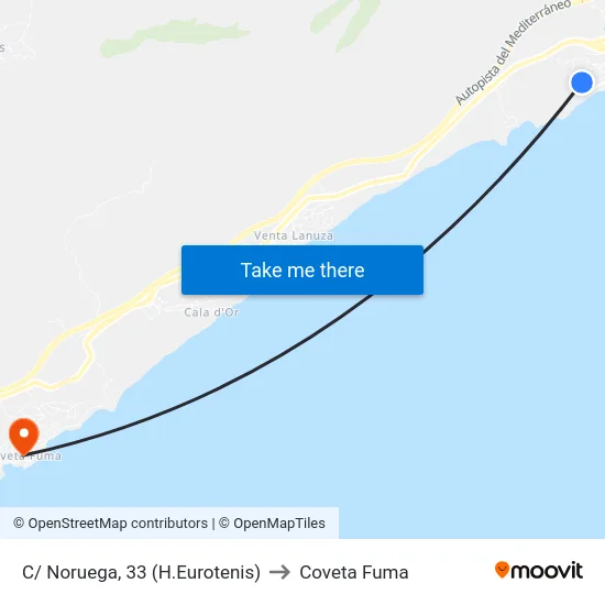 C/ Noruega, 33 (H.Eurotenis) to Coveta Fuma map