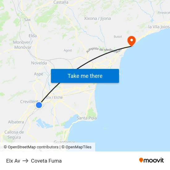 Elx Av to Coveta Fuma map