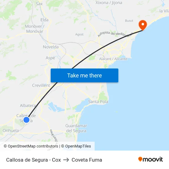 Callosa de Segura - Cox to Coveta Fuma map