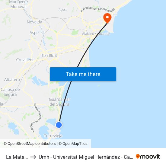 La Mata - Vuelta to Umh - Universitat Miguel Hernández - Campus de Sant Joan D'Alacant map