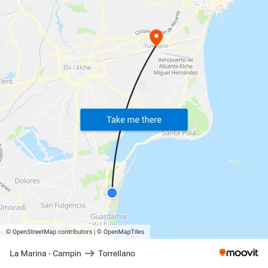La Marina - Campin to Torrellano map