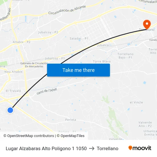 Lugar Alzabaras Alto Poligono 1 1050 to Torrellano map
