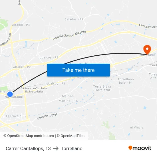 Carrer Cantallops, 13 to Torrellano map